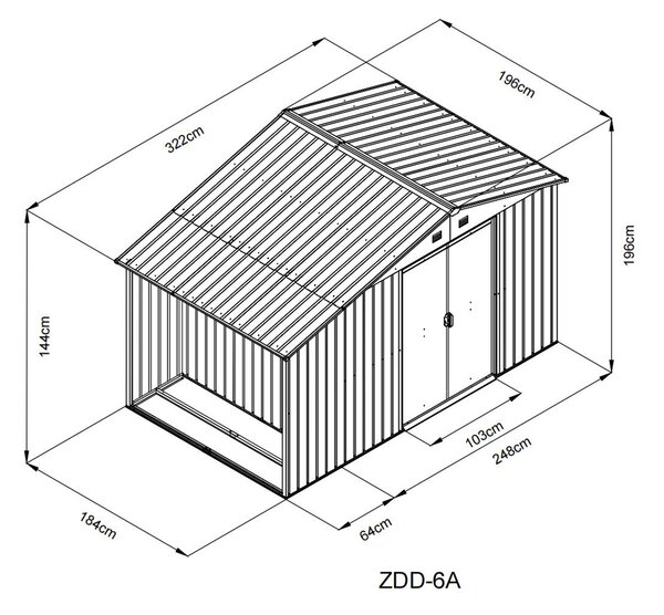 Zahradní domek s dřevníkem BestBerg ZDD-6A / 6 m² / 322 x 196 x 196 cm / šedá