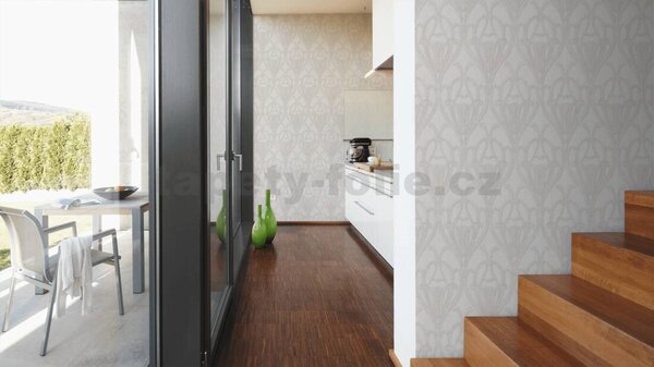 Vliesové tapety na zeď Mata Hari A.S.38091-3, rozměr 10,05 m x 0,53 m, Art-Deco bílo-stříbrné, A.S. CRÉATION