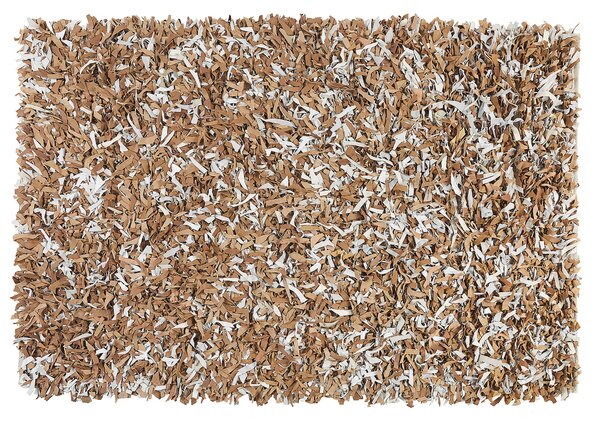 Kožený koberec MUT 160 x 230 cm světle hnědý MUT