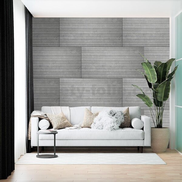 3D panel 4614, rozměr 100 cm x 50 cm, BETON STRIPES šedý s vlnkami , IMPOL TRADE