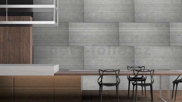 3D panel 4614, rozměr 100 cm x 50 cm, BETON STRIPES šedý s vlnkami , IMPOL TRADE