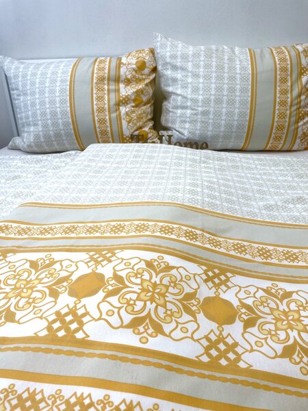 Bavlněné povlečení Angelika gold TiaHome - 1x Polštář 90x70cm, 1x Přikrývka 140x200cm
