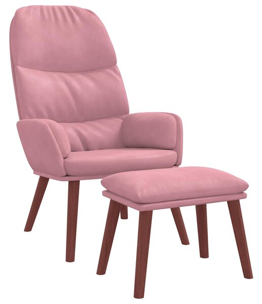 Relaxační křeslo s podnožkou růžové samet 3315120