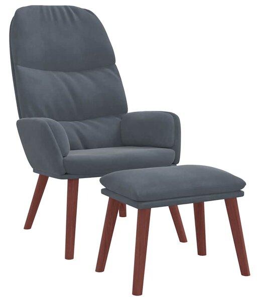 Relaxační křeslo s podnožkou tmavě šedé samet 3315117