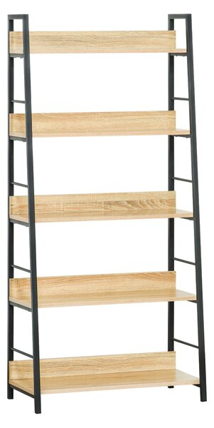 HOMCOM Knihovna 5-úrovňová s kovovým rámem, nosnost 25 kg, 70x35x149,5 cm | Aosom