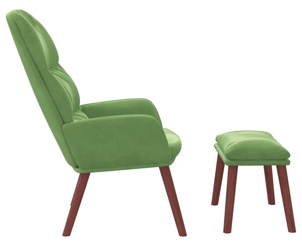 Relaxační křeslo s podnožkou světle zelené samet 3315119