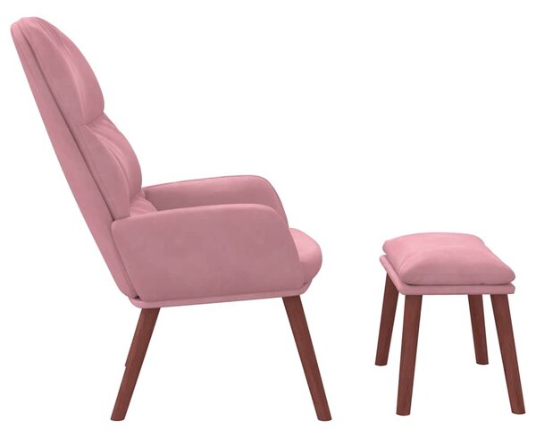 Relaxační křeslo s podnožkou růžové samet 3315120