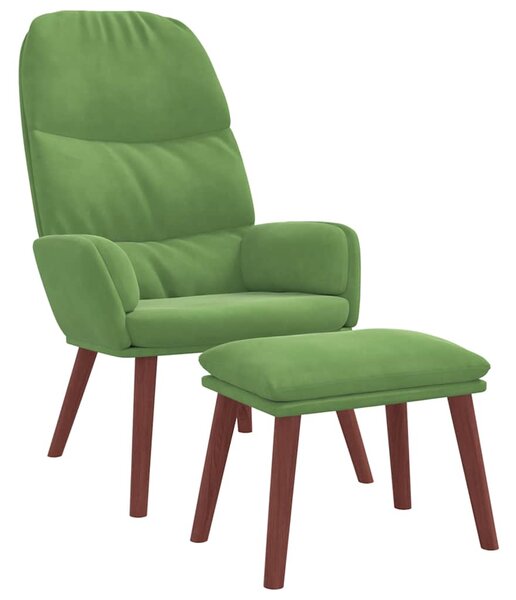 Relaxační křeslo s podnožkou světle zelené samet 3315119