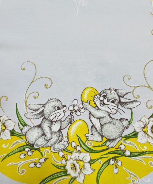 Velikonoční ubrus Zajíčci žlutý 90x90cm TiaHome
