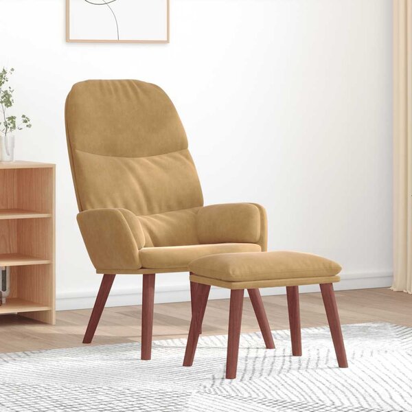 Relaxační křeslo s podnožkou hnědé samet 3315124