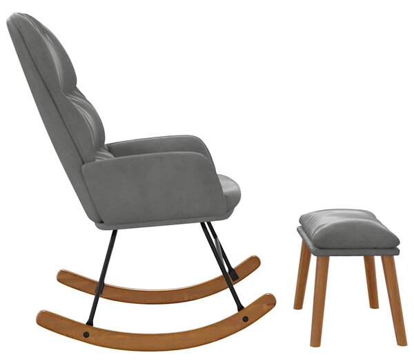 Houpací křeslo s podnožkou tmavě šedé samet 3315128