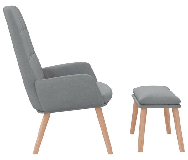 Relaxační křeslo s podnožkou světle šedé textil 3315149