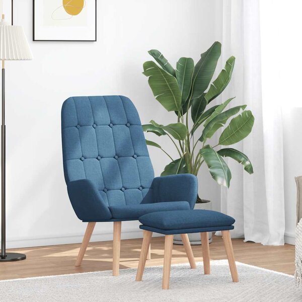 Relaxační křeslo s podnožkou modré textil 3315152