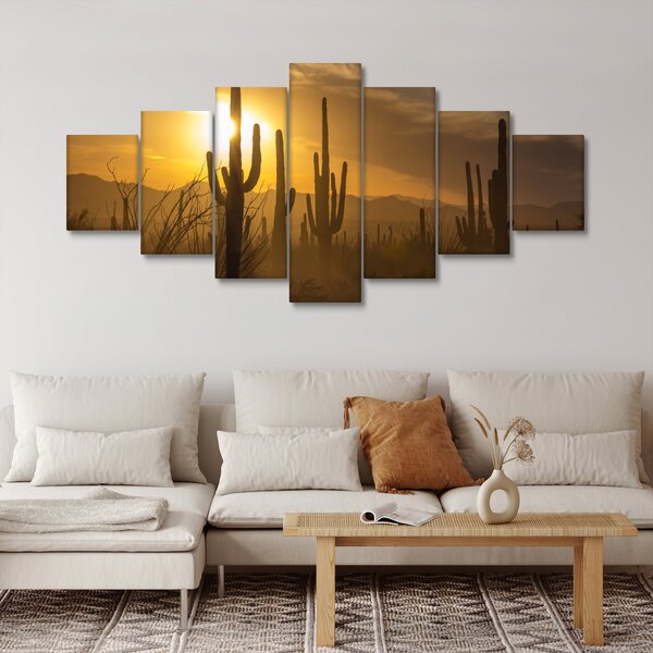 Obraz - Kaktusy Saguaro (210x100 cm)