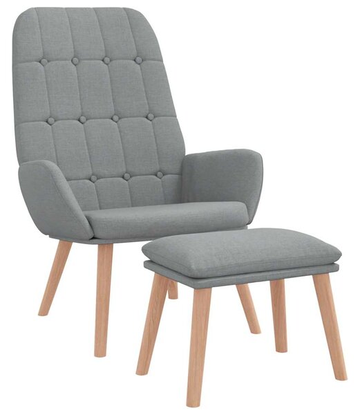 Relaxační křeslo s podnožkou světle šedé textil 3315149