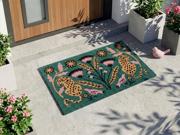 Rohožka NAKNEK Vícebarevná 40 x 60 cm Pták Květina Kočka Kokosové vlákno