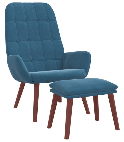 Relaxační křeslo s podnožkou modré samet 3315148