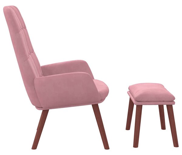 Relaxační křeslo s podnožkou růžové samet 3315142