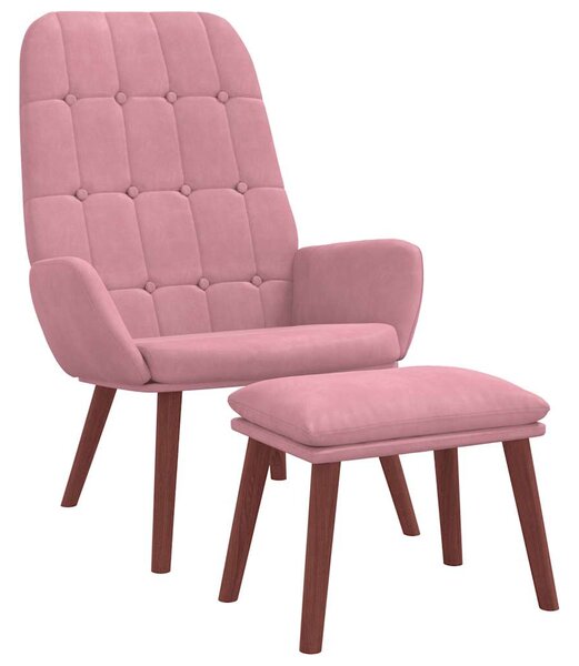 Relaxační křeslo s podnožkou růžové samet 3315142