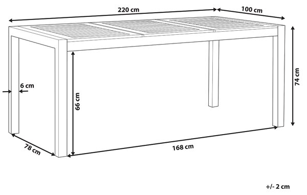 Zahradní jídelní stůl GROSSETO 220 cm 100 cm Eukalyptové dřevo Hnědá