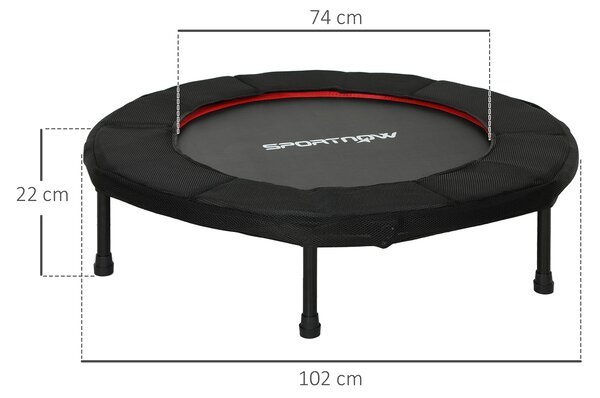 SPORTNOW 102 cm Skládací Fitness Trampolína s Ocelovým Rámem a Protiskluzovými Nohami, Podporuje Hmotnost 100 kg pro Trénink Nohou a Těla Doma, v Kanc
