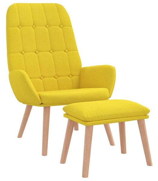 Relaxační křeslo s podnožkou světle žluté textil 3315154