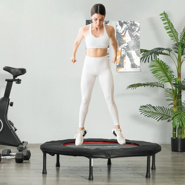 SPORTNOW 102 cm Skládací Fitness Trampolína s Ocelovým Rámem a Protiskluzovými Nohami, Podporuje Hmotnost 100 kg pro Trénink Nohou a Těla Doma, v Kanc