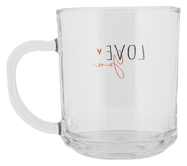 Skleněný hrnek na čaj s nápisem Love You – 200 ml