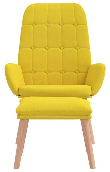 Relaxační křeslo s podnožkou světle žluté textil 3315154
