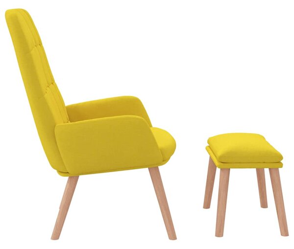 Relaxační křeslo s podnožkou světle žluté textil 3315154