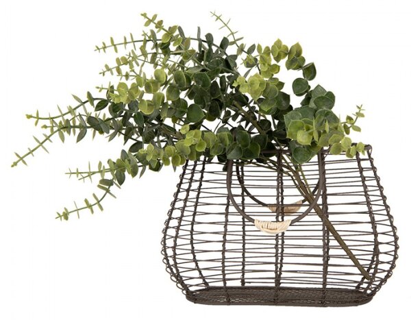 Drátěný košík s uchy omotanými béžovým motouzem – 25x16x17/28 cm