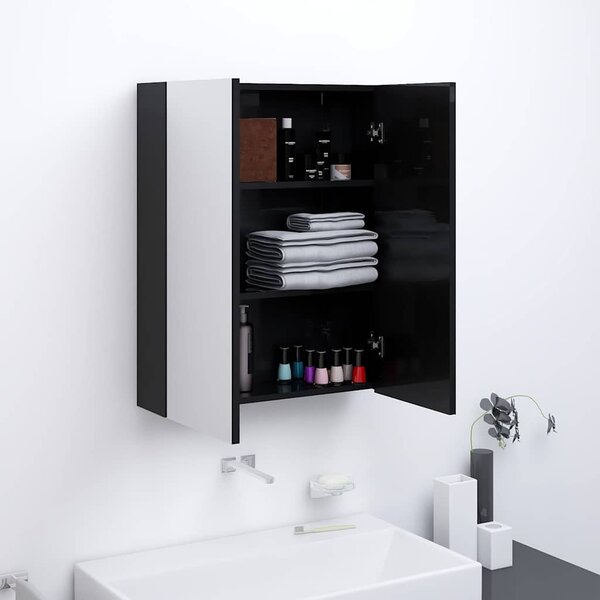 Koupelnová skříňka se zrcadlem 60 x 15 x 75 cm MDF zářivě černá 331524