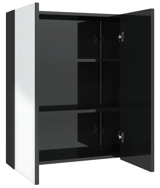 Koupelnová skříňka se zrcadlem 60 x 15 x 75 cm MDF zářivě černá 331524