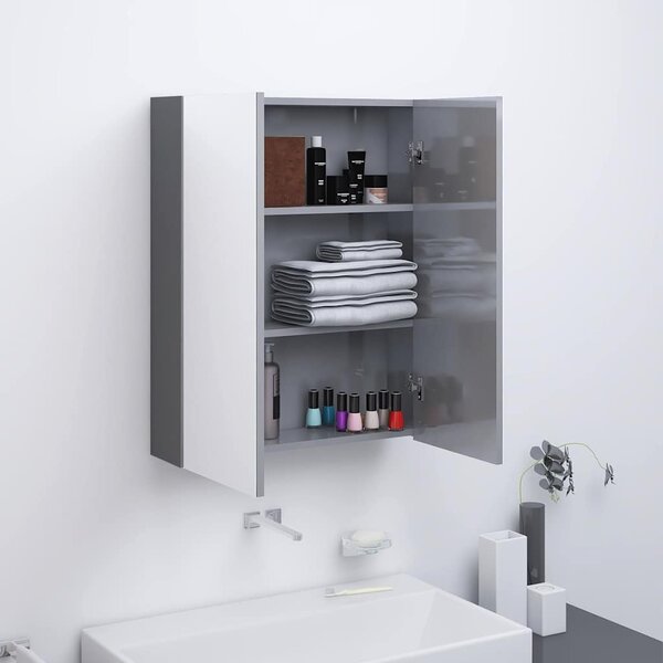 Koupelnová skříňka se zrcadlem 60 x 15 x 75 cm MDF zářivě šedá 331526