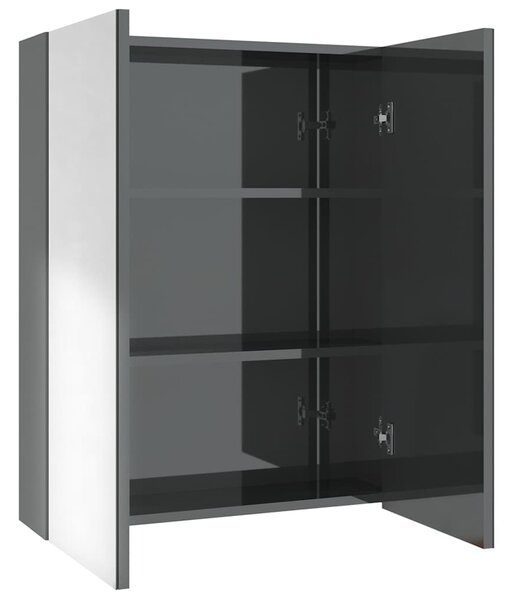 Koupelnová skříňka se zrcadlem 60 x 15 x 75 cm MDF zářivě šedá 331526