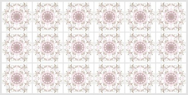 Obkladové panely 3D PVC TP10016508, cena za kus, rozměr 960 x 480 mm, mozaika s růžovými ornamenty, GRACE