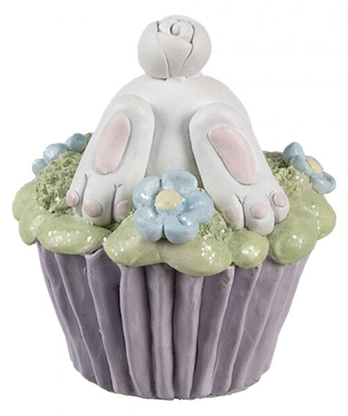 Dekorace fialový cupcake se zelenou polevou a ozdobami – 11x12 cm