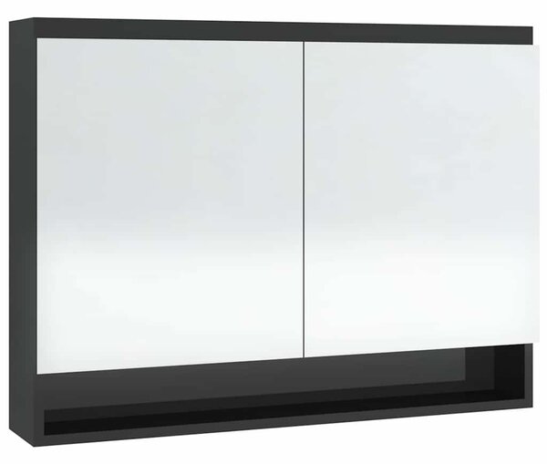 Koupelnová skříňka se zrcadlem 80 x 15 x 60 cm MDF zářivě černá 331531