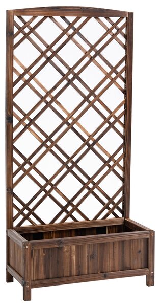 Outsunny Dřevěný Květináč s Trellis a Rámem pro Popínavé Rostliny na Terase nebo Balkonu 60x30x122,5 cm Hnědá | Aosom