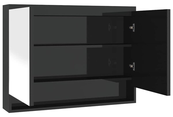 Koupelnová skříňka se zrcadlem 80 x 15 x 60 cm MDF zářivě černá 331531