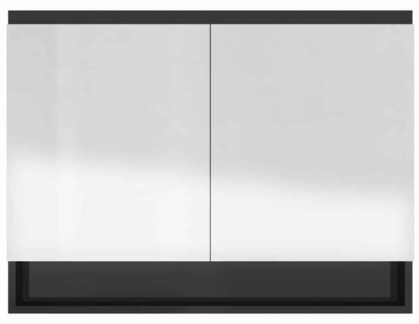Koupelnová skříňka se zrcadlem 80 x 15 x 60 cm MDF zářivě černá 331531