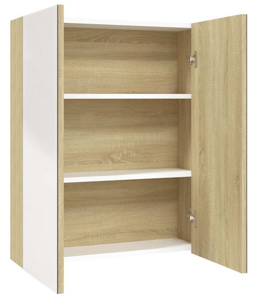 Koupelnová skříňka se zrcadlem 60x15x75 cm MDF bílá a dub 331530