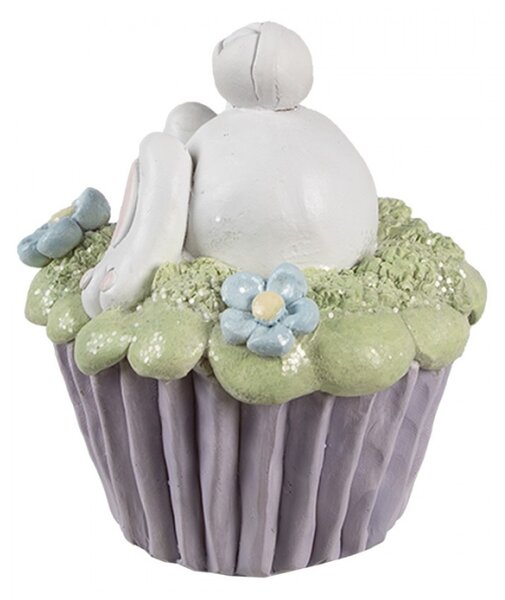 Dekorace fialový cupcake se zelenou polevou a ozdobami – 11x12 cm