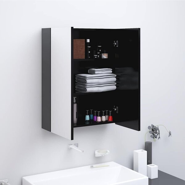 Koupelnová skříňka se zrcadlem 60 x 15 x 75 cm MDF antracitová 331529