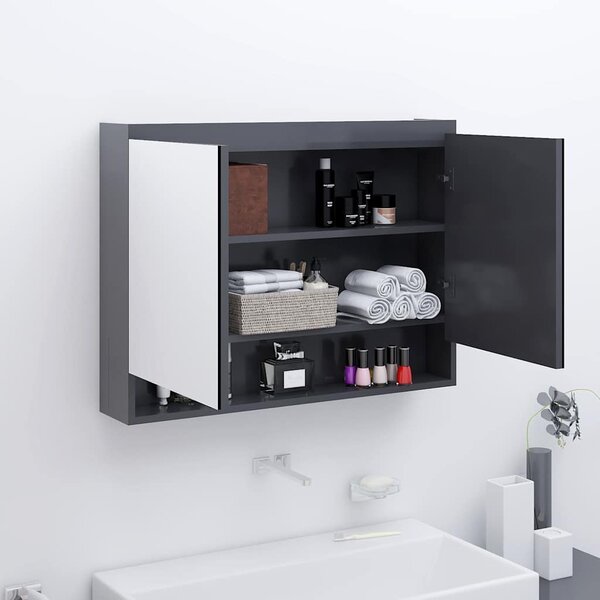 Koupelnová skříňka se zrcadlem 80 x 15 x 60 cm MDF šedá 331534