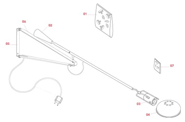 Flos 265 E27 nástěnné svítidlo Bílá1520mm