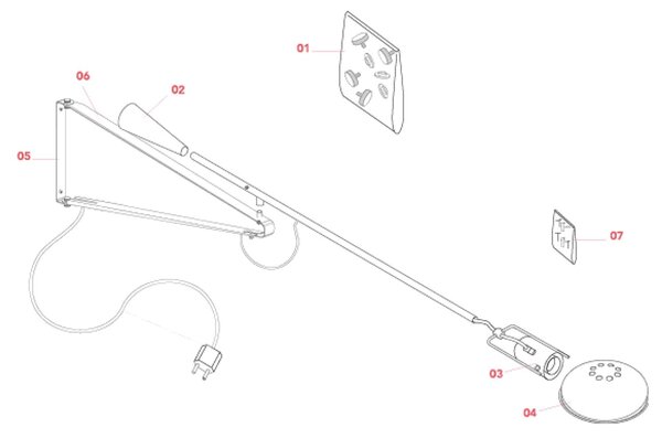 Flos 265 E27 nástěnné svítidlo Bílá1520mm