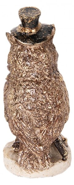 Dekorace velká sova s černým cylindrem – 14 cm