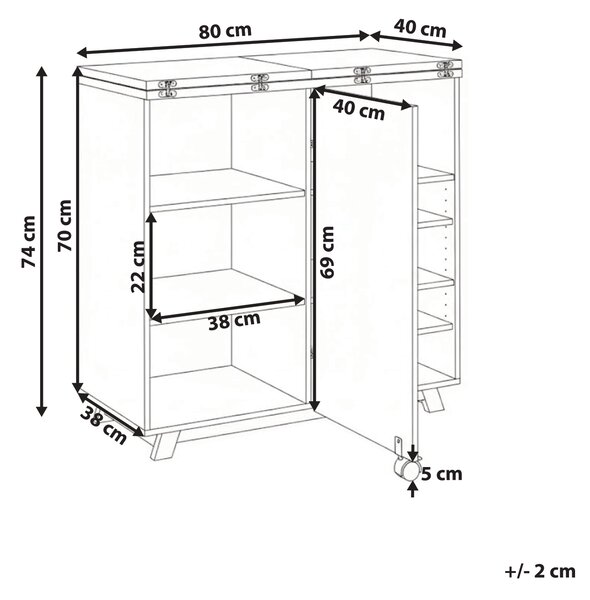 Skříňka se stolkem FLOMOT Bílá 80 cm 40/80 cm Skládací