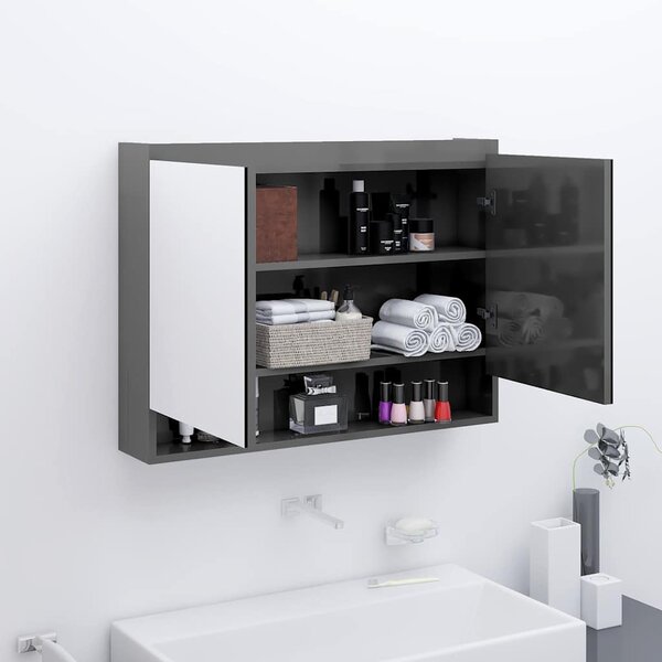 Koupelnová skříňka se zrcadlem 80 x 15 x 60 cm MDF zářivě šedá 331533